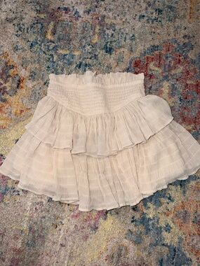 Forever 21 Cream Tiered Ruffle Smocked Skirt